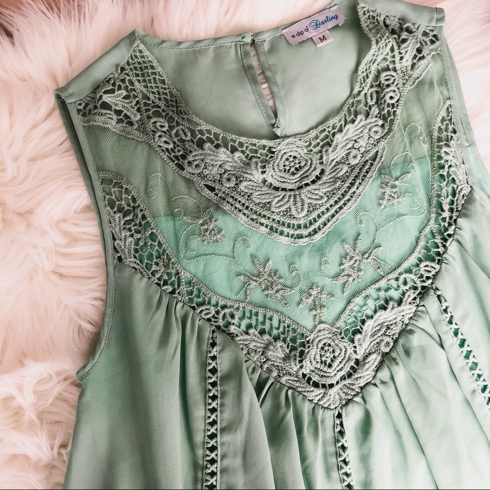 Mint green peasant dress